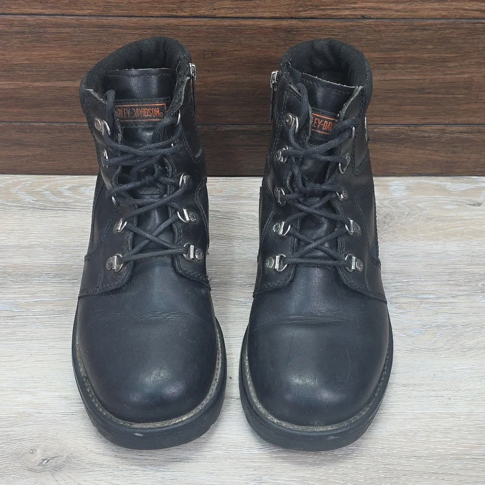 VNTG 90s/Y2K Harley-Davidson Women Leather Ankle LaceUp Riding Moto Boots SZ 10 - Picture 6 of 16